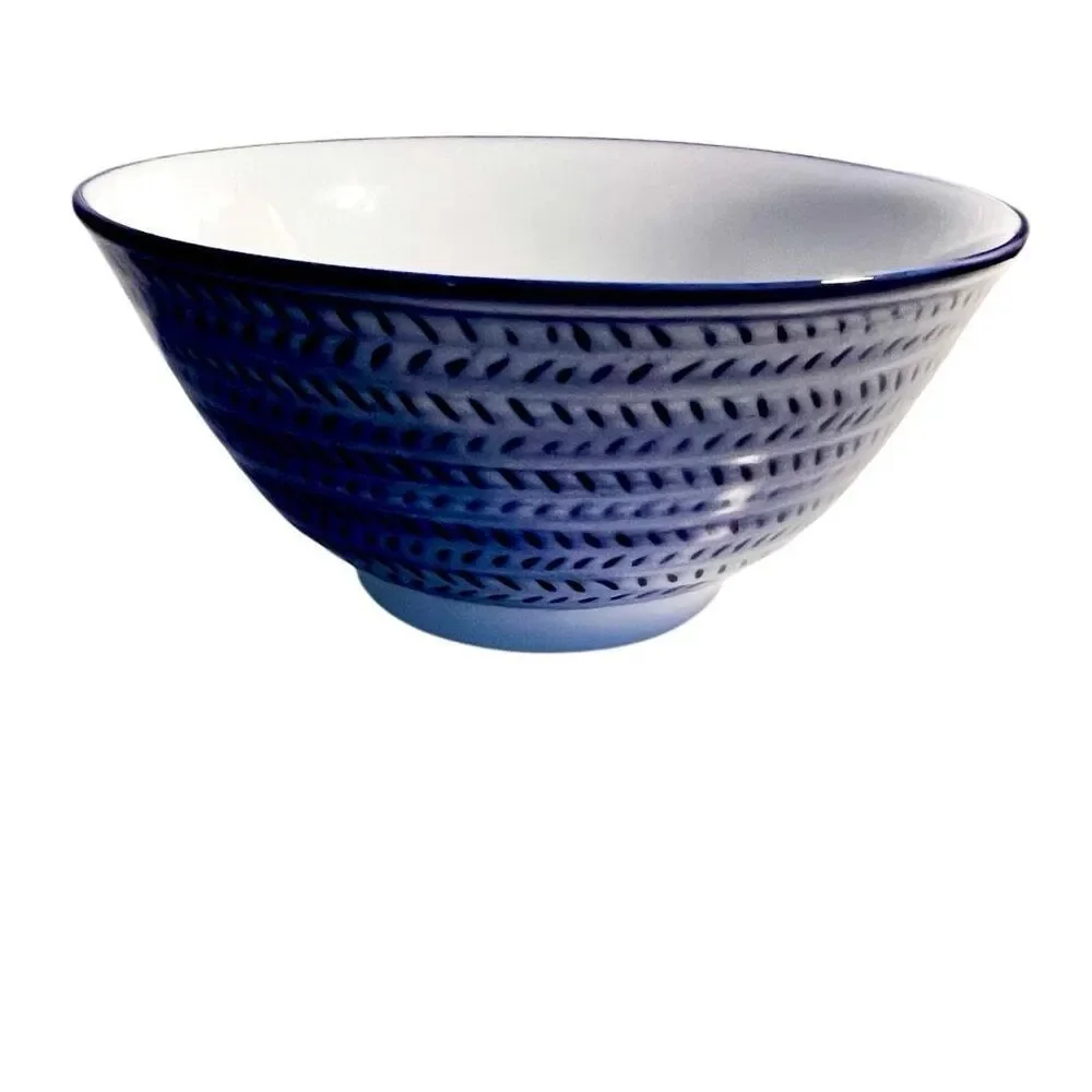 PIER ONE Blue TWILL Porcelain 6” Rice Bowl